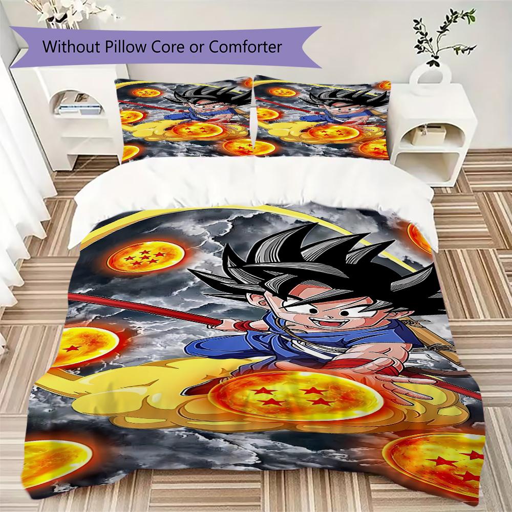 Son Goku Anime 3pcs Duvet Cover Set, Digital Print Bedding, No Core, Soft Children's Bedroom Gift -HYQ29