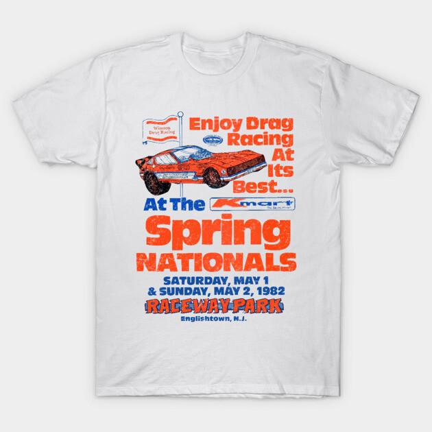 Asian Size Cotton Unisex Tshirt Print T-shirt 1982 Spring Nationals Drag Racing T-shirt No-Cut Print Regular Fit