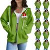 Women's Casual Fashion Long Sleeve Zipper  Printed Hooded Sweatshirt