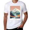 Vintage Minimal Retro Travel Poster Waterfall In Iceland T-Shirt Cotton T Shirts High Quality T-Shirt