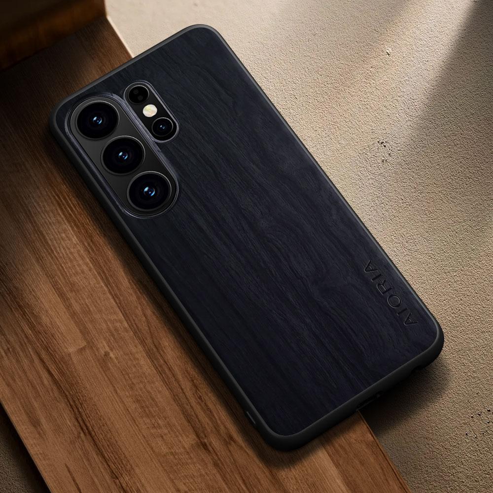 Для Samsung Galaxy S26 S25 S24 S23 S22 S21 Ultra Plus Fe Edge Чехол Стильный Премиальный Деревянный Рисунок PU Кожаный Чехол для Телефона