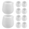 NUOLUX Milk Pitcher, Coffee Creamer, Milk Jug, Mini Ceramic, 10-Piece Set, Sauce Pot, Cup, Ceramic, White, Small Milk Pot