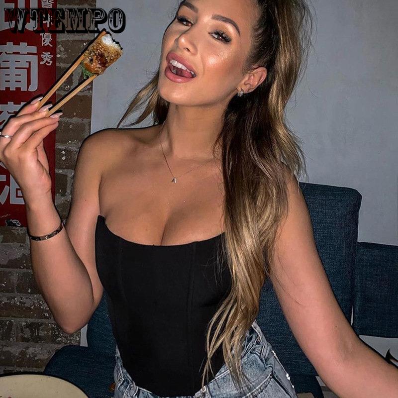 WTEMPO Однотонные бархатные корсеты без рукавов с открытыми плечами, укороченные топы, жилет, женское нижнее белье, тонкие топы-бюстье с открытой спиной