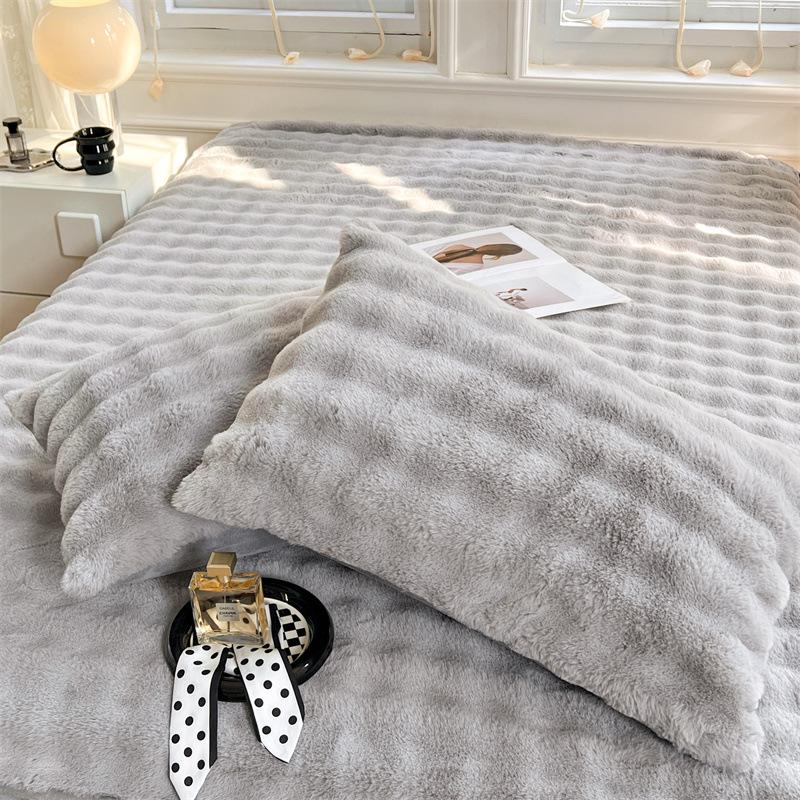 2025 Плюшевая наволочка из искусственного кроличьего меха, Двусторонняя наволочка из молочного бархата, Одинарная плюшевая наволочка из искусственного кроличьего меха