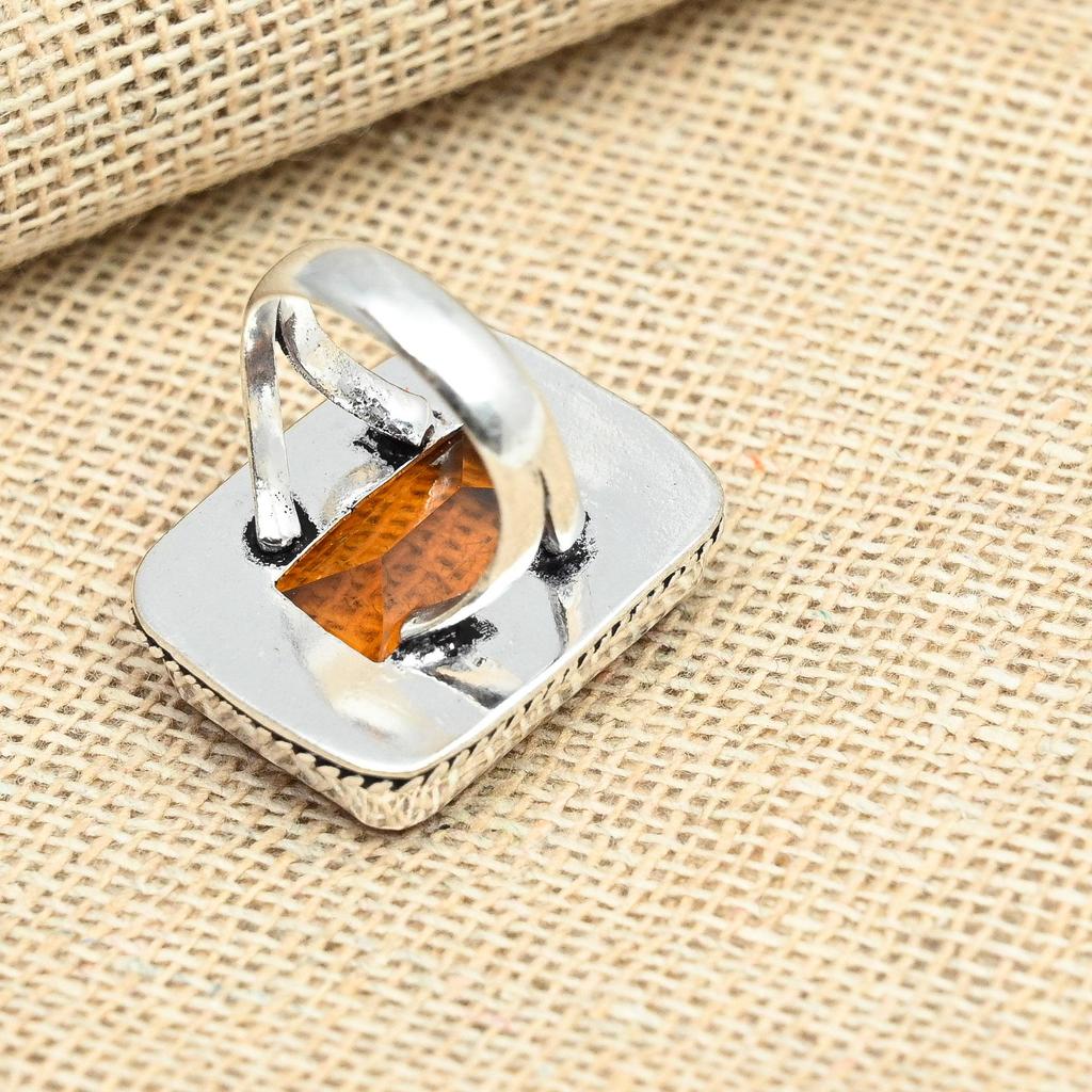 Ювелирные изделия из драгоценного камня медового топаза, твердое кольцо из стерлингового серебра 925 пробы ручной работы для подарка