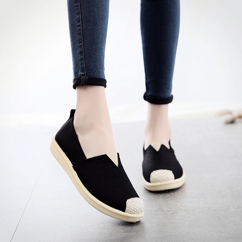 Женская обувь из парусины, новые летние дышащие повседневные туфли на плоской подошве из конопли, женские туфли в корейском стиле с рисунком рыбака, мюли