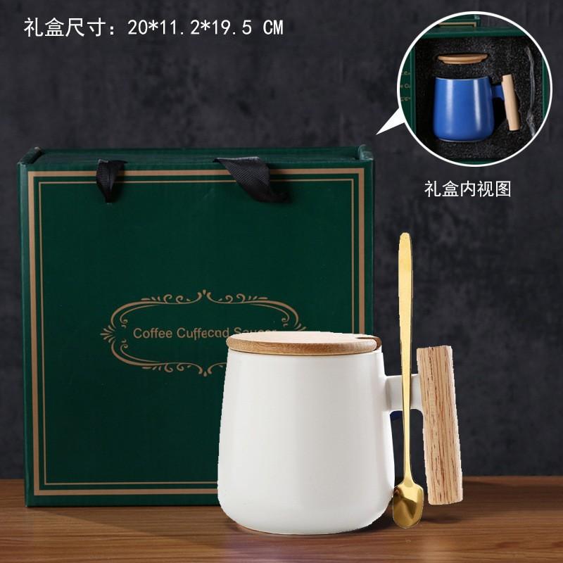 Nordic Style Ceramic Mug With Wooden Handle Office Coffee Cup Gift Couples Holiday Present