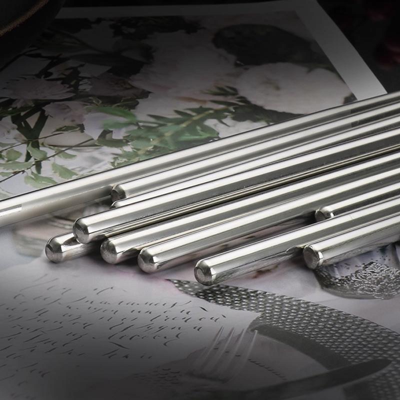 1/2/5 Pairs Non-slip Stainless Steel Sushi Chopsticks Reusable Metal Chopsticks for Asian Food Household Kitchen Tableware Set