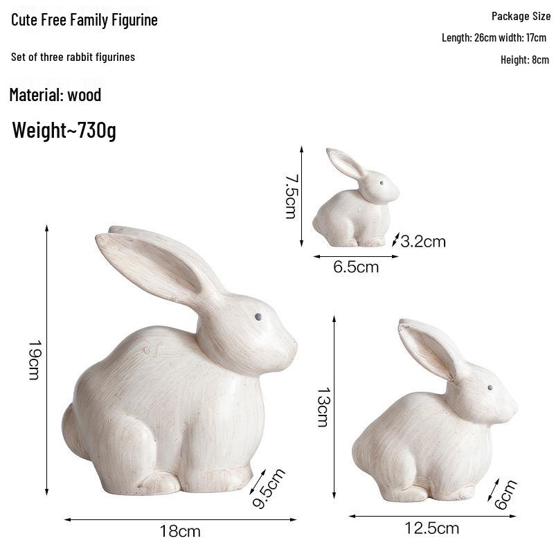 Nordic Wooden Rabbit Figurine - Home Décor for Wine & TV Cabinets, Entryway Gift