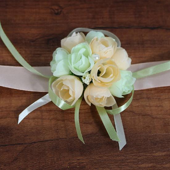 Цветок на запястье Яркий узор Искусственный жемчуг Лента Ткань Милый Свадебный Цветочный Браслет для Свадьбы