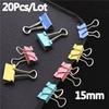 20X Black Metal Binder Clips 15mm Notes Letter Paper Clip Office Supplies Binding Securing Clip