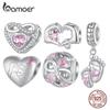 BAMOER Стерлингового Серебра 925 пробы Материнская Любовь Шарм Бусина Рука Сердце Подвеска Покрытием Платины Подходит День Матери Браслет Изящные Ювелирные Изделия