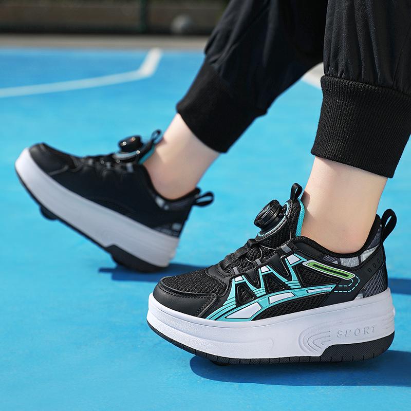 Обувь для роликовых коньков для мальчиков и подростков Съемные плоские туфли Колеса для роликовых коньков для девочек Кроссовки для детей