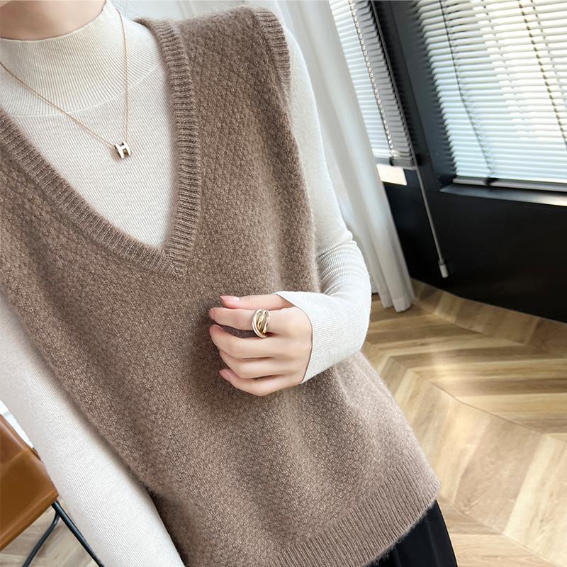 Женский кашемировый жилет Qinghe Cashmere 30% кашемир 70% шерсть осенне-зимний кашемировый жилет мягкий и теплый