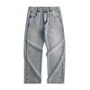 Прямые джинсы с косточкой сбоку, мужские, высококлассные, с тяжелой каменной шлифовкой, выстиранные