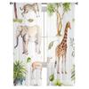 Watercolor Wild Animals Sheer Curtains for Living Room Transparent Tulle Window Curtain Bedroom Kitchen Home Decor Veil Drapes