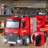 Игрушечная пожарная машина в масштабе 1/24 с металлической кабиной, световой и звуковой сиреной, рабочим водяным насосом и выдвижной вращающейся спасательной лестницей, игрушкой с фрикционным приводом