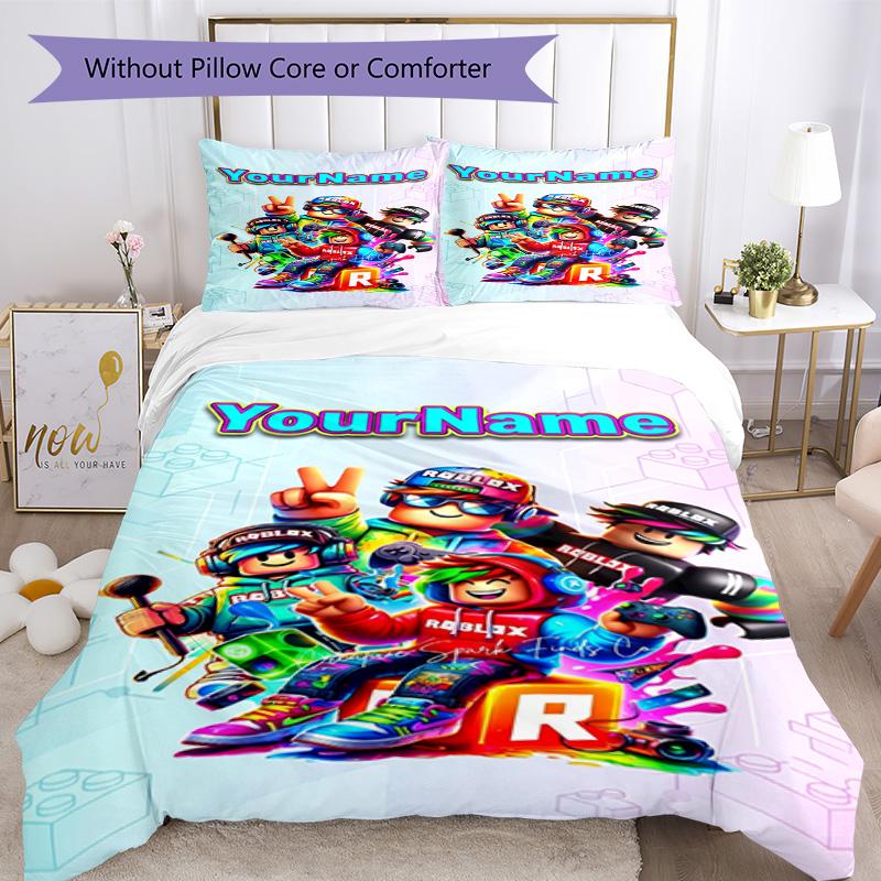 Roblox 400 Customize your name Bedding Set Breathable Duvet Cover with Pillowcases Home Decoration Birthday Gift
