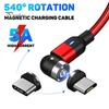 Magnetic 5A Fast Charging Cable Micro USB Type-C Plug Data Cord for Android