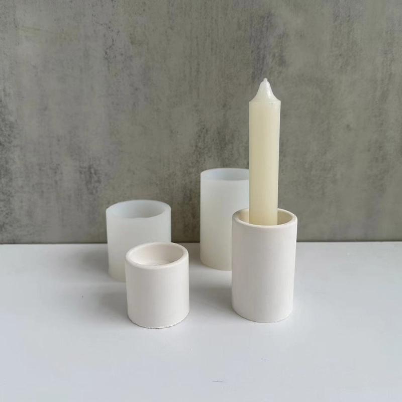 Форма для DIY cylindrical подсвечника, антипригарная подставка для свечи, гипсовая форма, длинные/короткие подсвечники, силиконовая форма, декор для дома