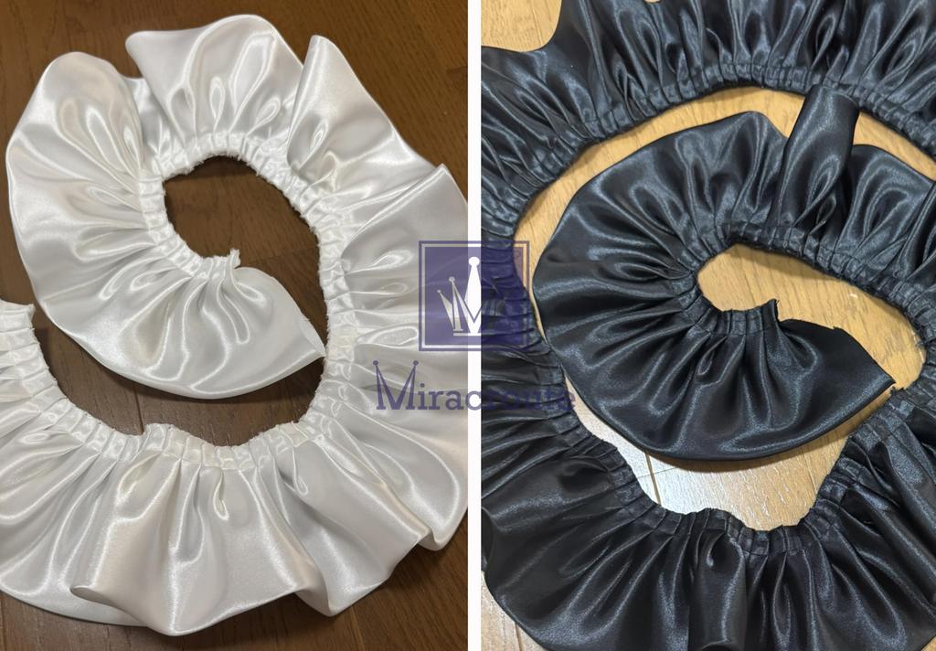 8cm Wide X Long Satin Fabric Ruffled Cute Ribbon In Black and Decorative for Wedding Lolita Dance Costumes 4.5m White, Dresses, Skirts, (White)