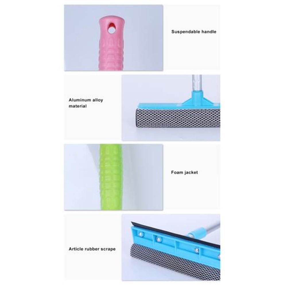 Window Cleaner with Retractable Handle Glass Doors Mirrors Natural Rubber Scraper Adjustable Length Window Wiper