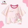Девочковая футболка с коротким рукавом My Melody 2025 Новый детский летний топ Нижняя рубашка для детей постарше Летняя одежда для девочек