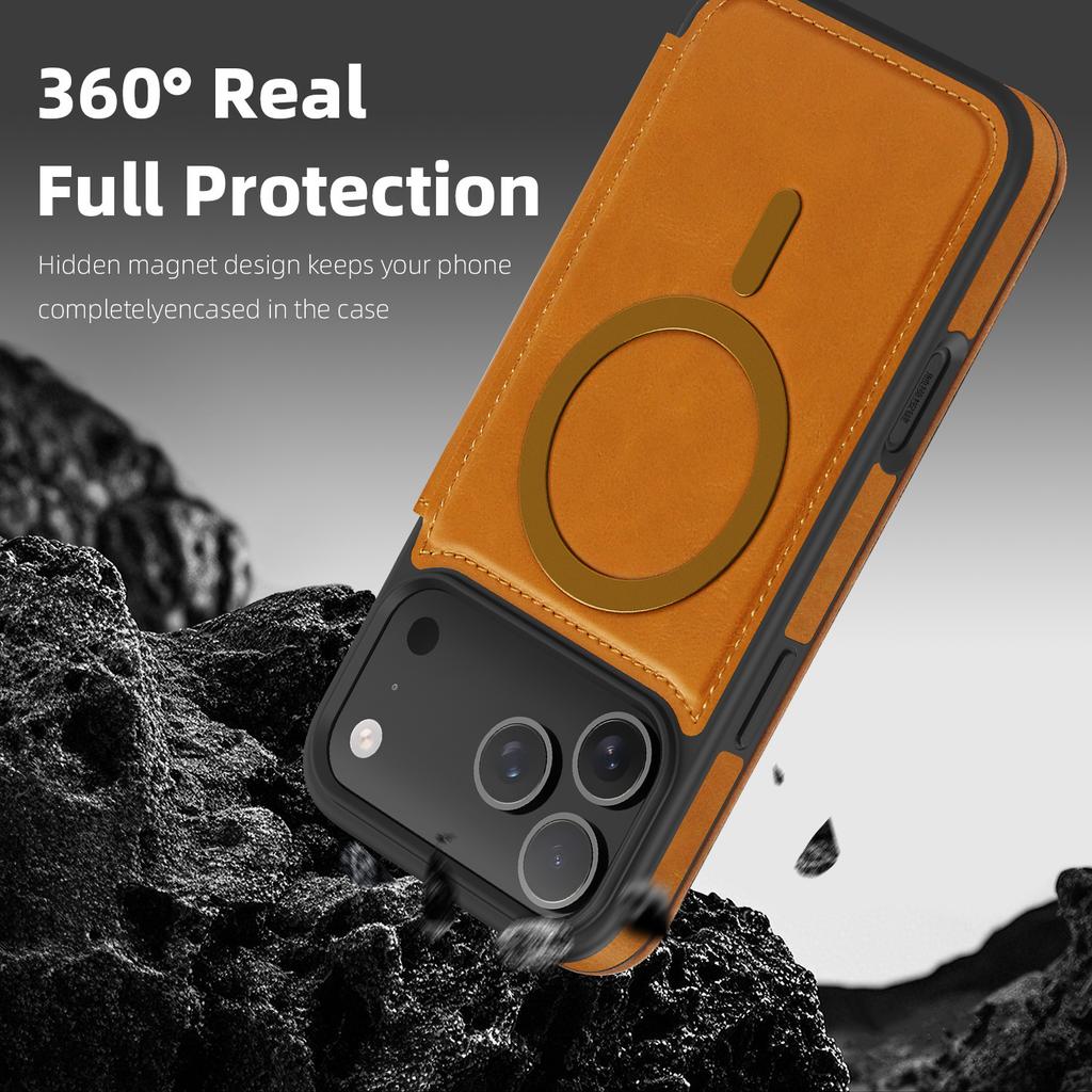 Подходит для iPhone 17 Pro Max защитный чехол для беспроводной зарядки с карманом для карт, Apple 17E ультратонкий чехол-книжка для телефона S26