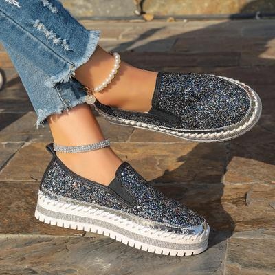 Весенне-осенние новые женские туфли-качалки на платформе, удобная повседневная обувь, женские туфли, блестящие, на одном педале, ленивые одинарные туфли