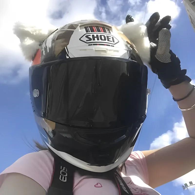 1 Pair Cute Plush Cat Ears Motorcycle Helmet Decoration Helmet Ornaments Headwear Stickers Moto Styling Decoration Accessories