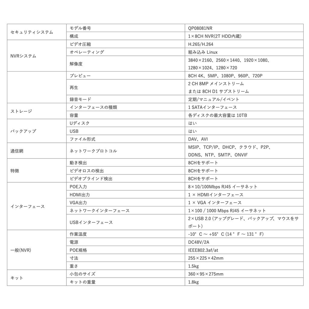 Японский авторизованный дистрибьютор продукта Qsee Security Camera 8ch NVR Recorder 2TB Оснащен спецификацией IP67 Outdoor Indoor PoE 5MP Security