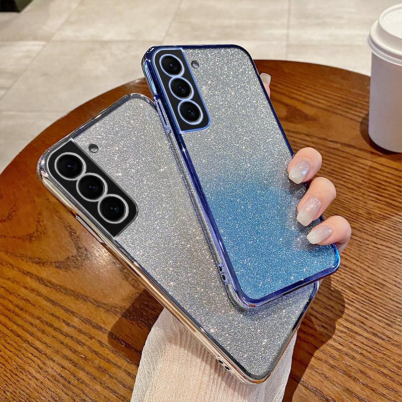 Чехол для телефона из блестящего силикона с гальваническим покрытием для Samsung Galaxy S8 S9 S10 S20 S21 FE S22 S23 Plus S24 Ultra, мягкая задняя крышка