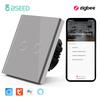 BSEED Zigbee 1/2/3 Gang 1 Way Smart Switch Single Live LED Buttons Glass Panel Work With Google Home EU Touch Switch Smart Life