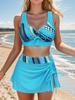 Женский комплект из 3 предметов купальника, модный бикини с юбкой, пляжная одежда, регулируемый верх с завязками и юбка с завязками по бокам