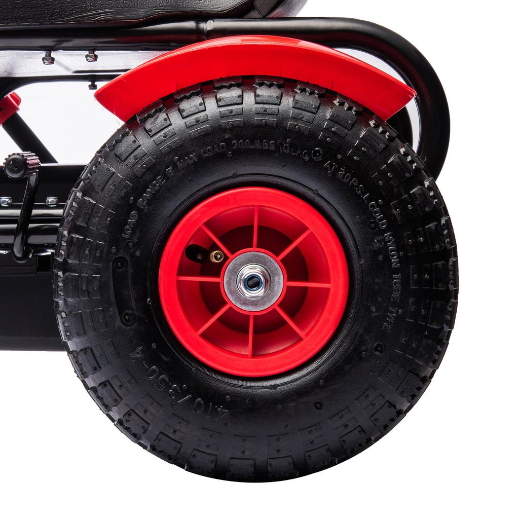 Go-Kart Pedal Car with Hand Brake, Adjustable Seat, Forward and Reverse Gear, up to 50kg for Children 5-12 Years, Red