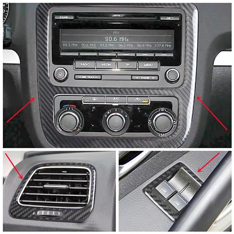 Carbon Fiber Car Interior Trim Strips For Volkswagen VW Scirocco Center Console Gear Shift Frame Panel Sticker Car Accessories