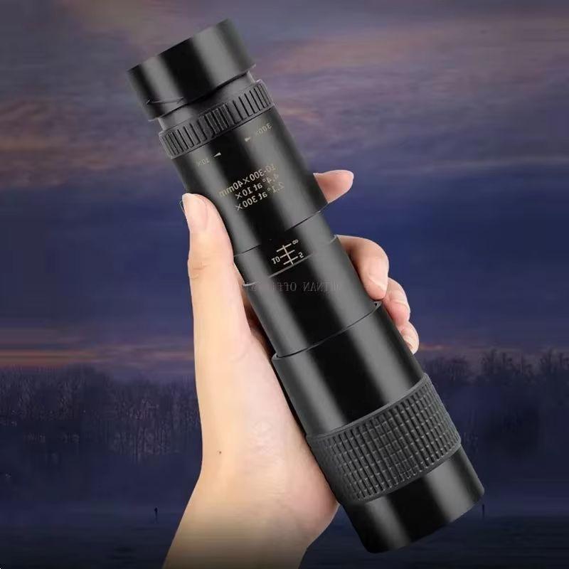 Металлический мощный бинокль с зумом 10-300X, HD Bak4, для наблюдения на больших расстояниях, качественный, портативный, профессиональный телескоп-монокль для охоты