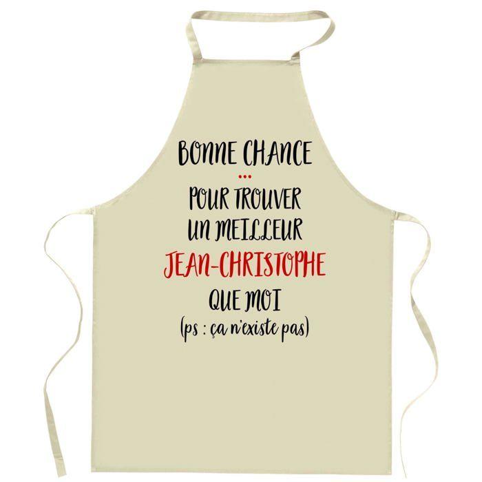 Tablier de cuisine - Jean-Christophe Ca n'existe pas - Impression bretonne - Coton résistant - Liens ajustables