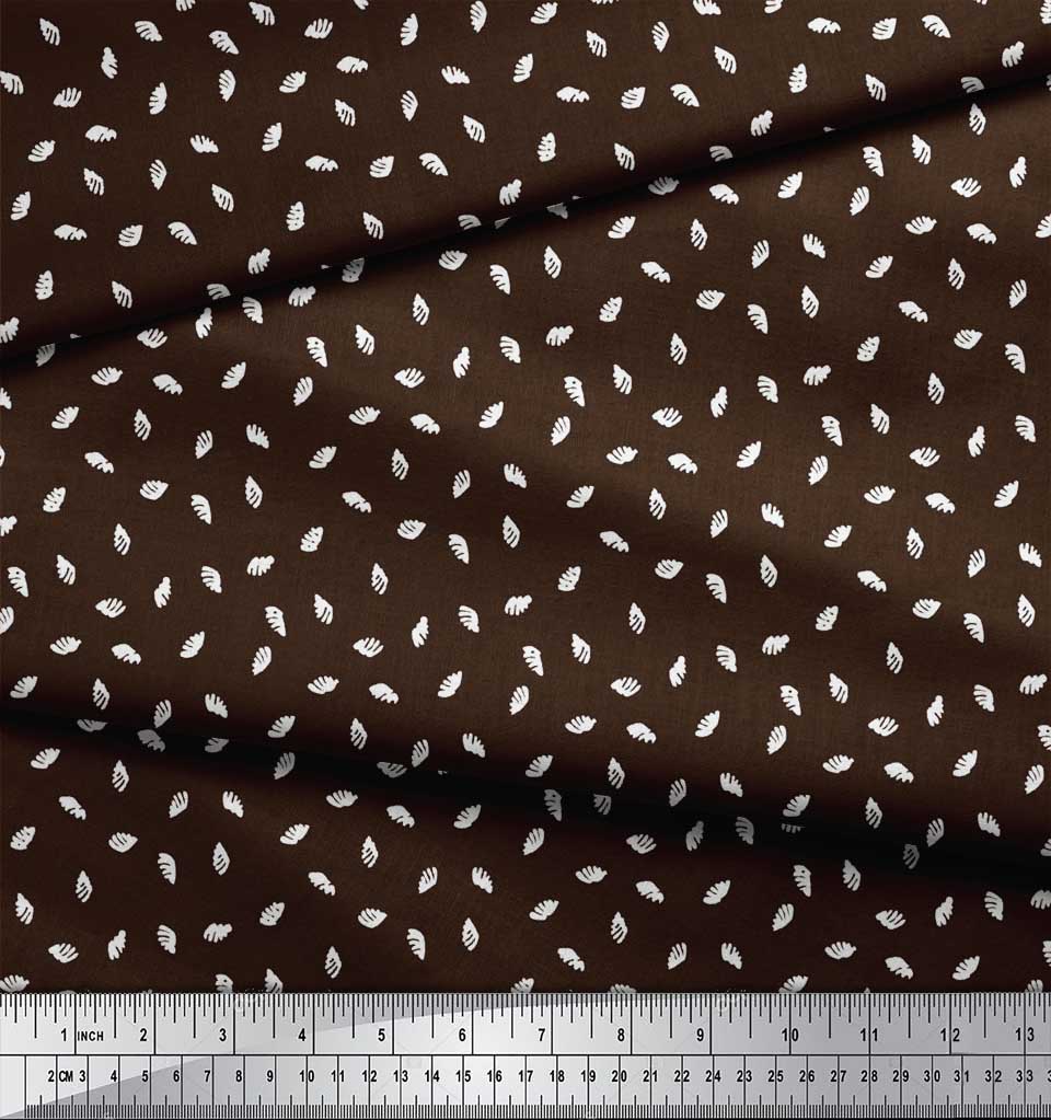 Soimoi Коричневый поли креп ткань ракушки океан принт ткань на метр 42 дюйма