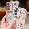 Мягкий силиконовый тонкий чехол с цветочным узором для Samsung S25 Ultra S24 FE S23 Plus A36 A56 A16 A55 A15, защитная пленка для объектива, противоударный прозрачный чехол для телефона