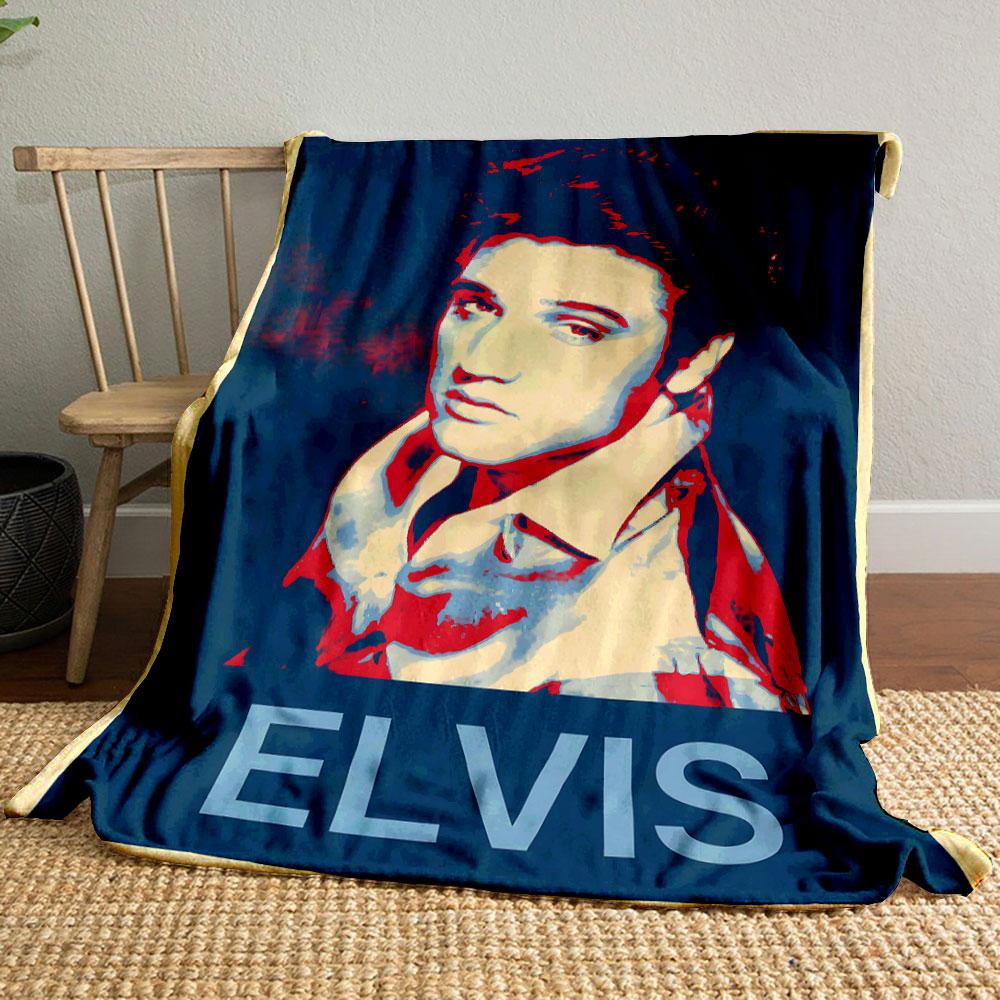 "Elvis Retro Artistic Portrait" Patterned blanket, flannel, suitable for all seasons, home decor, warm and cozy