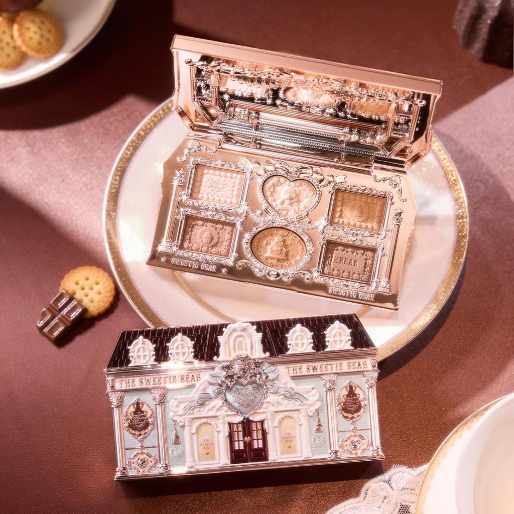 Flower Knows Палетка макияжа из 6 цветов 'Sweetie Bear Collection', Тени для век коричневые, 4 матовых + 2 мерцающих оттенка, 0.23 унции(01 Сливочный круассан)