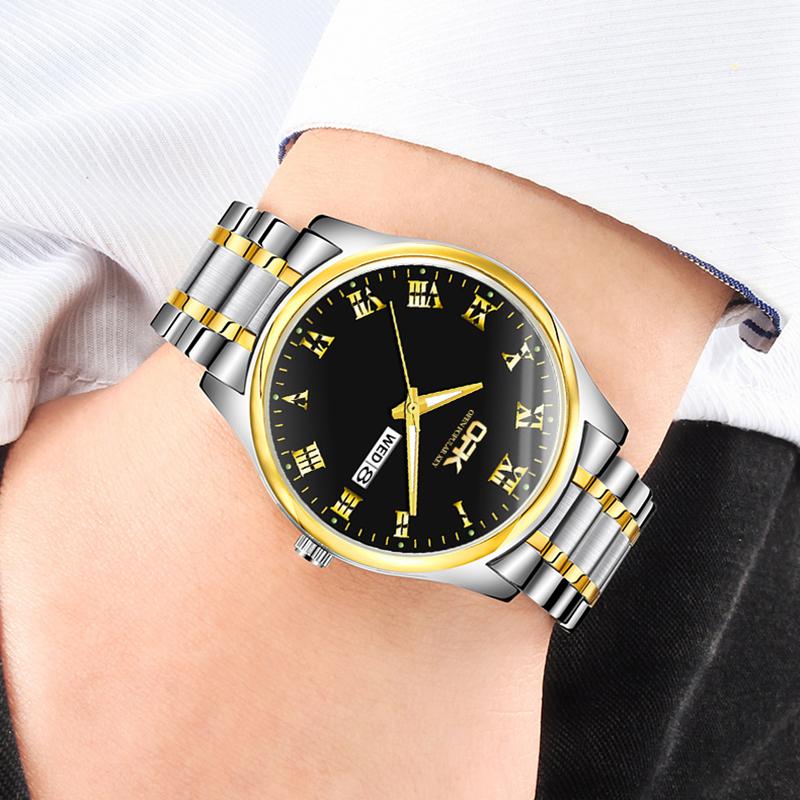 OPK Brand Watch Steel Band Dual Calendar Luminous MEN'S Quartz Watch 8121