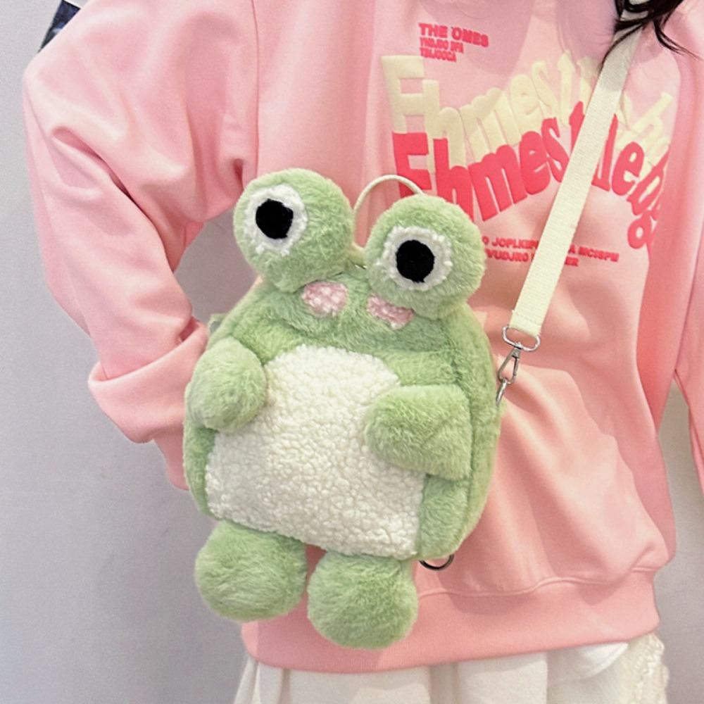 Мягкая детская школьная сумка Y2K с изображением лягушки, модная сумка через плечо с изображением животного-лягушки для детей/девочек