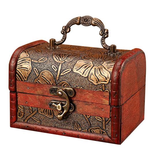 Antique Wooden Sakura Narcissus Jewelry Holder Organizer Trinket Storage Box