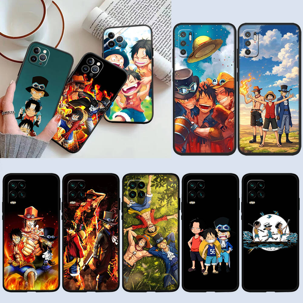 One Piece Luffy ACE Sabo Phone Case for Xiaomi Poco C40 C51 C50 C55 C65 C71 C75 C85 F8 F7 F6 F5 F3 F2 X7 X6 X4 X3 X2 M7 M6 M5 M4 M3 M2 Pro