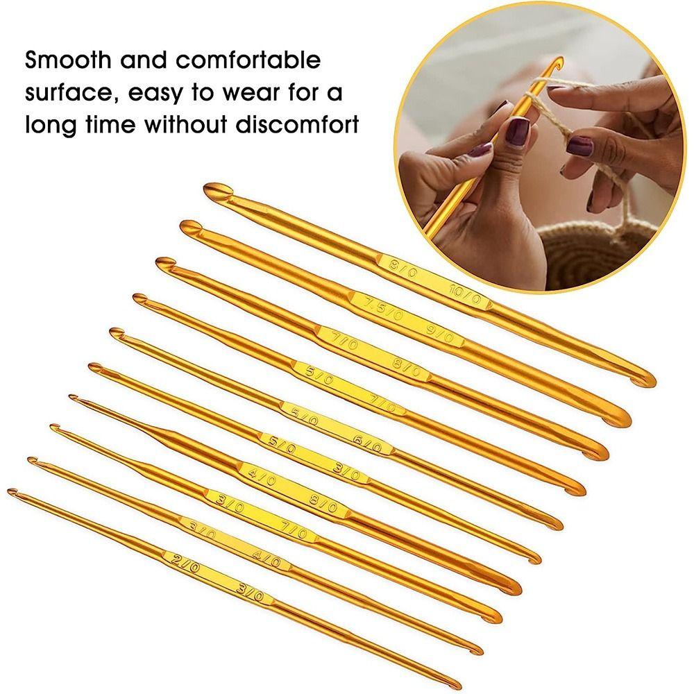 Aluminum Crochet Needles Gold Knitting Needles New Double End Crochet Hooks  DIY Sewing Accessories