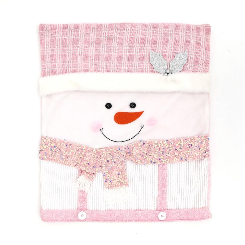 Reusable Snowman Christmas Chair Cover Elk Soft Xmas Dinner Chair Seat Cover Removable Pink Festival Table Decor Home Decoration