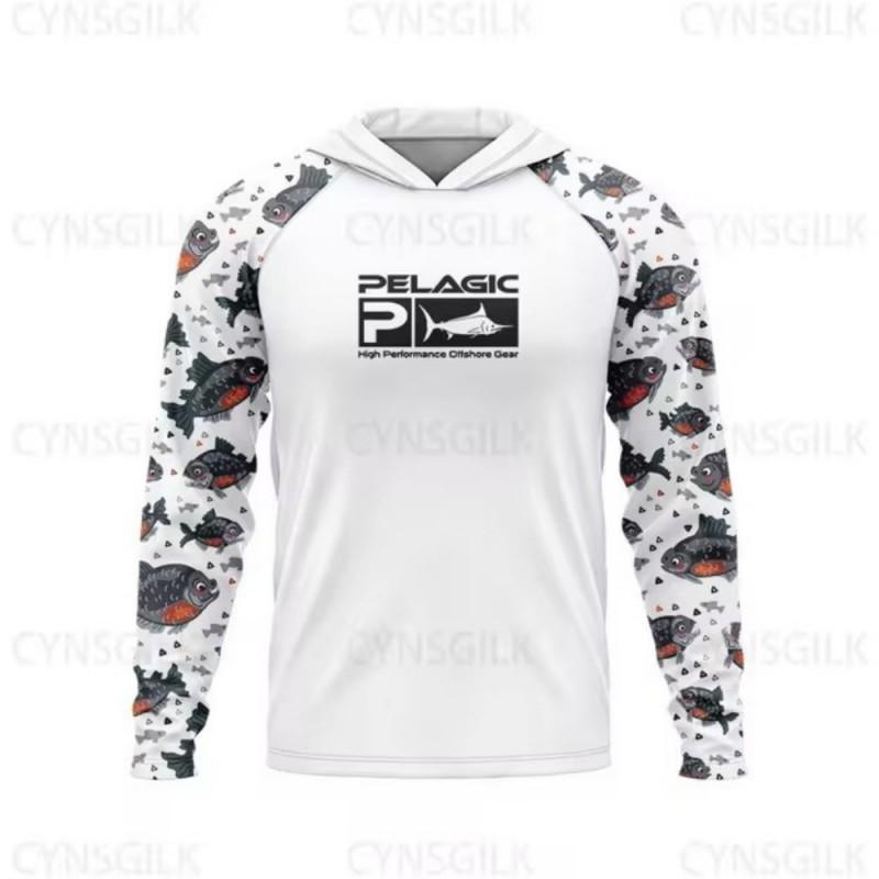 Men Women UV Protection Fishing Shirt Long Sleeve Quick Dry Hooded Outdoor Sport Top UPF 50 Summer