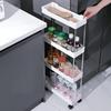 3/4 Tier Movable Gap Storage Rack Rolling Utility Cart Storage Shelf Kitchen Bathroom Slim Slide Organizer Shelf Livingroom